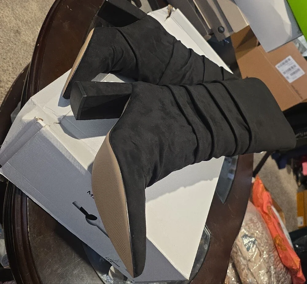 Marc Fisher Black Over-the-Knee Pointed Toe Stretch Boots